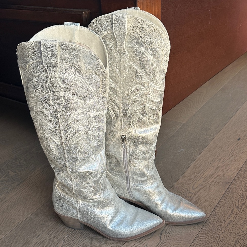 Dolce Vita Silver Cowboy Boots